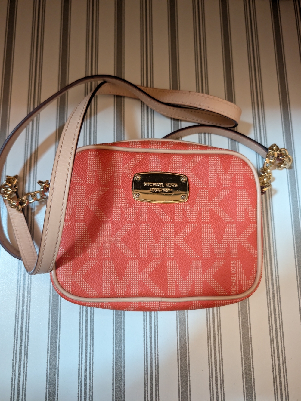 Michael Kors Coral Orange Monogram Crossbody Bag